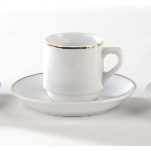 Tasse et sous tasse à café Filet or