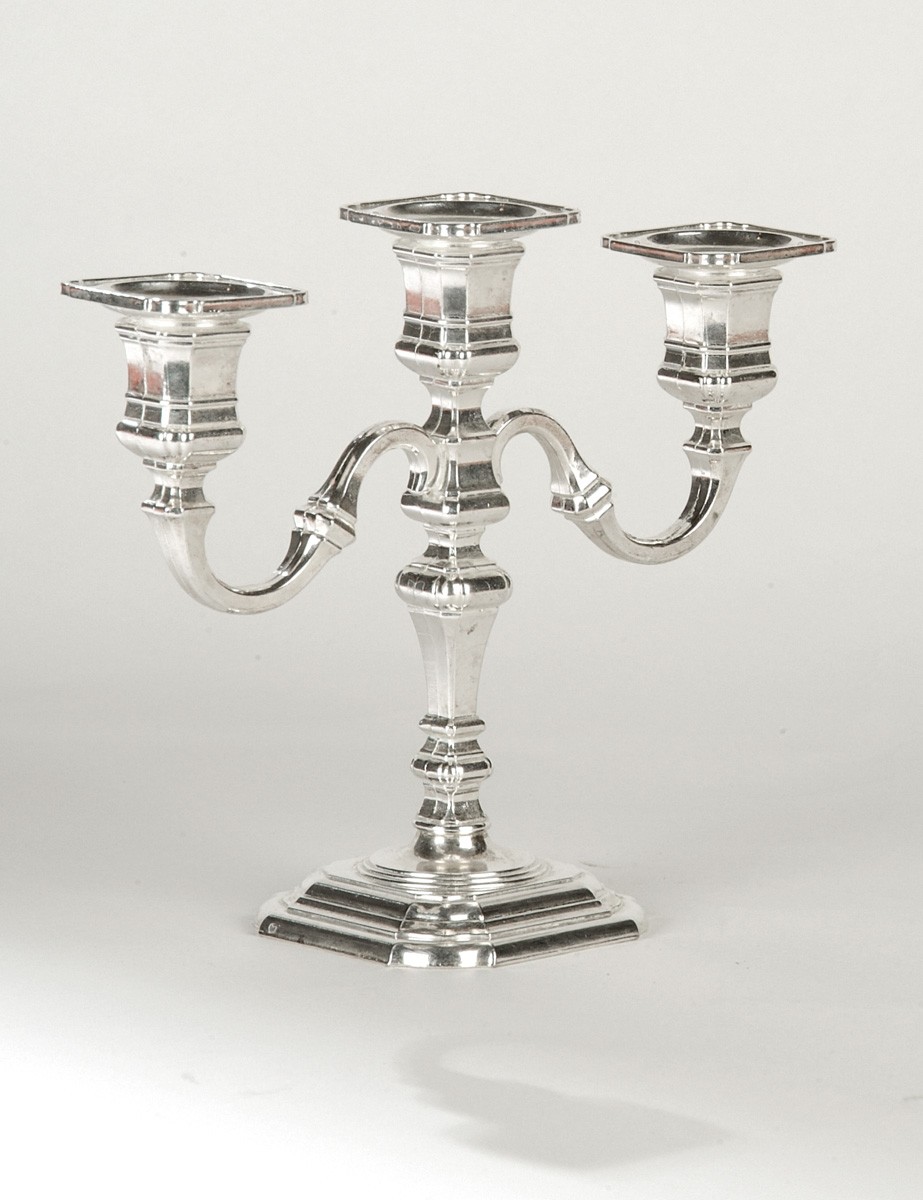 Chandelier 3 Branches Métal Style Européen - Bougeoir Base Ronde 25 Cm De Haut - Décoration Mariage, Fête, Maison - Couleur Argent